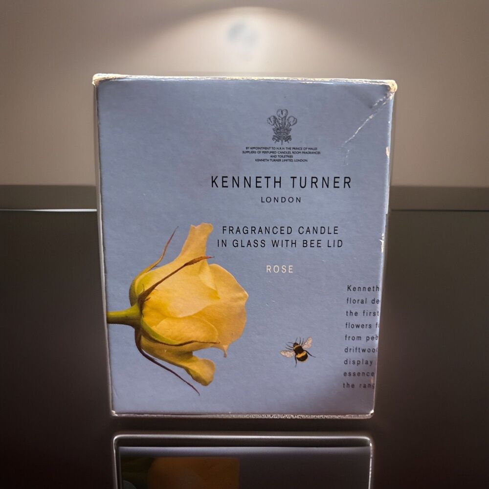 Vintage Kenneth Turner Rose Scented Glass Jar Candle with Bee Lid